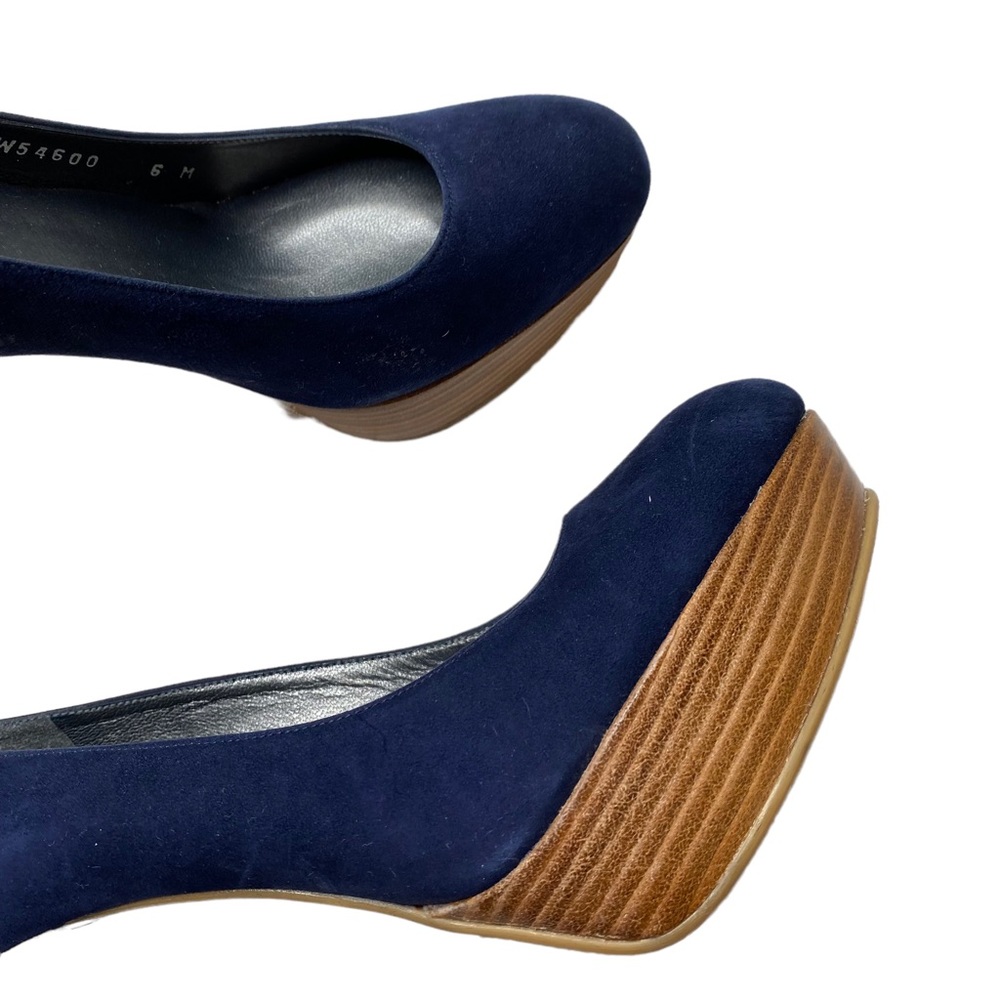 Stuart Weitzman Stiltspump Blue Suede Platform Stacked
Wooden High Heels Size 6 - Picture 4 of 7